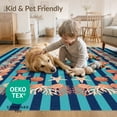 thumbnail image 4 of ODIKA 8'x10' Washable Area Rug Non-Shedding, Easy Care, Reef Starfish Seashell Border Nautical Motifs Marine Striped Coral Playful for King Size Bedroom Under Bed, Master Suite, 4 of 7
