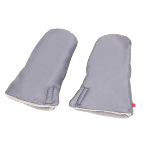 Guantes anticongelantes para cochecito de bebé, guantes de forro polar para cochecito de bebé, impermeables y gruesos. gris dividido