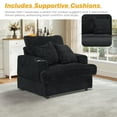 thumbnail image 6 of FFH Oversized Chair with Ottoman, Modern Accent Chair with Cup Holder, Corduroy Single Sofa Reading Chair for Living Room, Bedroom, Office, Black, 6 of 12
