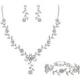 thumbnail image 1 of Cheapark Valentines Day Jewelry Set Necklace & Bracelet & Earrings Romantic Gift Gift Set for Her Sparkling Cubic Zirconia Heart Pr esent, 1 of 6