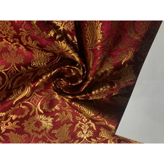 Silk Brocade fabric 44" wide BRO719C[1-6]available in 6 colors BURGANDY ,MANGO ,PURPLE ,GREY, BLUE ,ORANGE