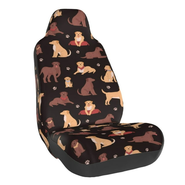 Wukai Labrador Retriever Dog Full Set Car Seat Covers with Soft Padding Universal Auto Front Seats Protector and Cushion Mat