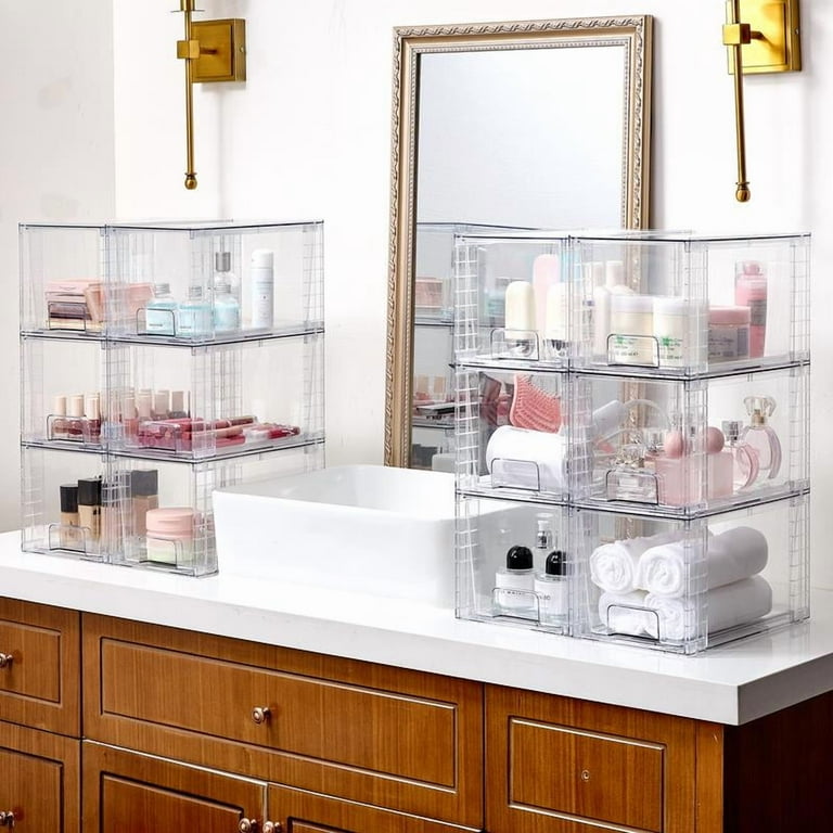 Transparent Clear Stackable Kitchen Pantry Drawers, undersink
