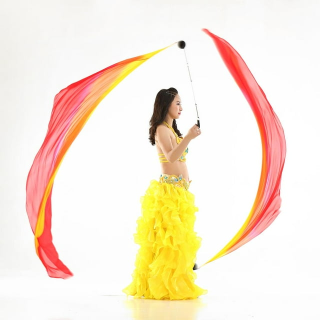 Bolas Poi de Velo de Seda para Danza Del Vientre, de Seda para Rojo naranja amarillo Colcomx velo de danza del vientre poi ball