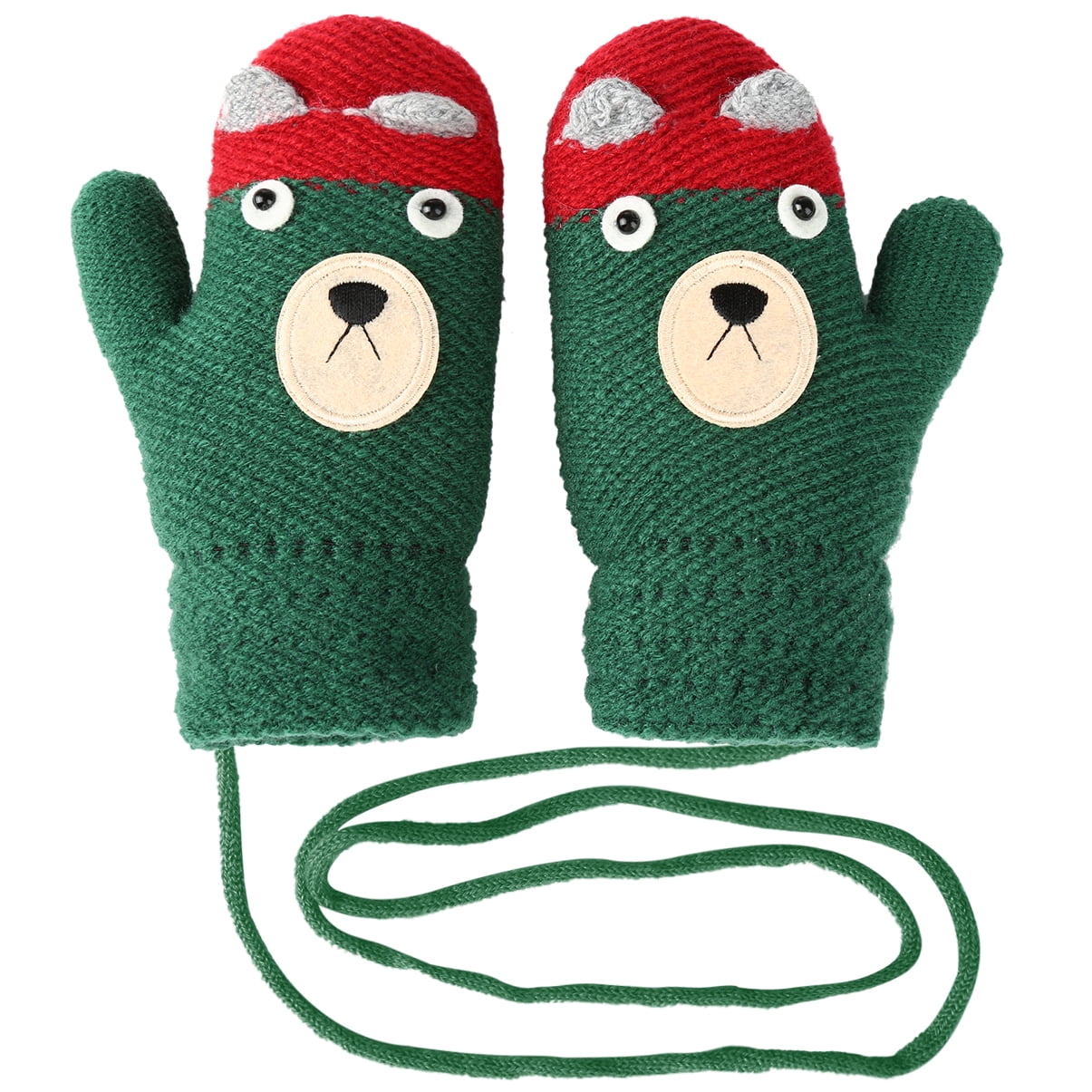 baby winter mittens with string