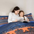 thumbnail image 4 of jejeloiu Bold Border King Size Comforter Sets For Men Women,Tribal Print Comforters King Size,Blue Orange,Navy Blue Reversible,3pcs,1 Comforter and 2 Pillowcases, 4 of 7