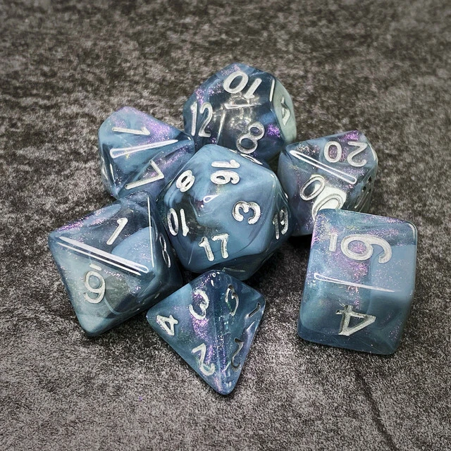 Sage'S Shards -Grey/Transparent Glitter Polyhedral Dice Set Dnd Dungeons Dragons