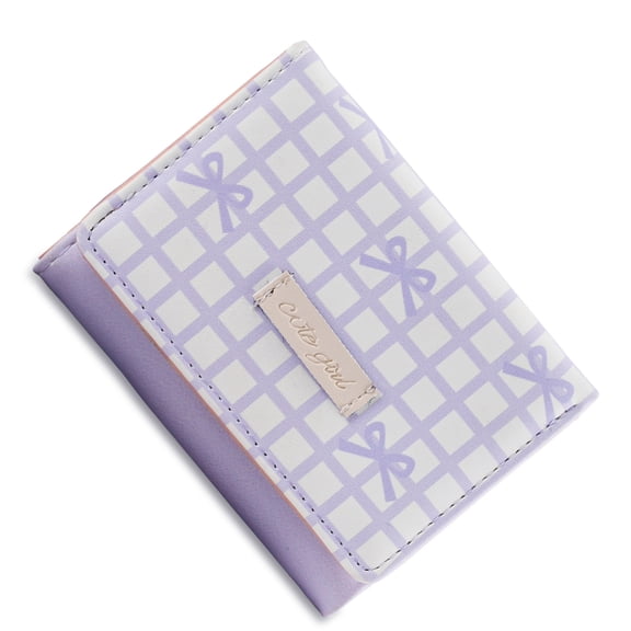 lixuesong Stylish Short Striped PU Leather Wallet With Elegant Bows Design And Multiple Card Slots Window Purse for Women Girls