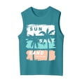 thumbnail image 2 of lnmuld Kids Sleeveless Tank Top Sun Salt Sand Palm Tree Graphic Summer Beach Casual Crew Neck Cotton Sleeveless Shirt for Boys Girls Size:5-6 Years, 2 of 5