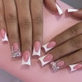 thumbnail image 2 of Fofosbeauty Press on Nails Tips, 24pcs Artificail Nails Tips Design, Duckbill French Flower Inlaid Diamond, 2 of 6