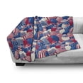 thumbnail image 3 of USA Soft Flannel Fleece Throw Blanket, Traditional Easter Eggs with American Flag Pattern Motherland Print, Cozy Plush for Indoor and Outdoor Use, 50" x 60", Navy Blue White Red, by Ambesonne, 3 of 6