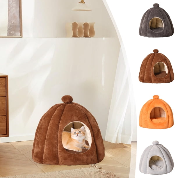 Xihbxyly Cama para Mascotas, Acogedor Diseño de Calabaza, Cojín Suave y Cálido, Poliéster Duradero, Espacio de Descanso Cómodo, Base Antideslizante, para Mascotas Pequeñas, 45 X 45 X 40 Cm
