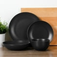 thumbnail image 4 of Gibson Home Queenslane 16 Piece Double Bowl Plates and Bowls Dinnerware Sets - Matte Black, 4 of 6