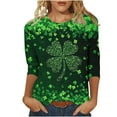 thumbnail image 2 of Mceream Hauts pour Femmes à Manches 3/4 St Patricks Day Shirt Printemps Col Rond T-Shirts Décontractés Blouses à Imprimé Floral T-Shirts Graphiques Tenues d'Été Hauts Boho Grande Taille Chemises à Imprimé Trèfle XXXXXL, 2 of 5