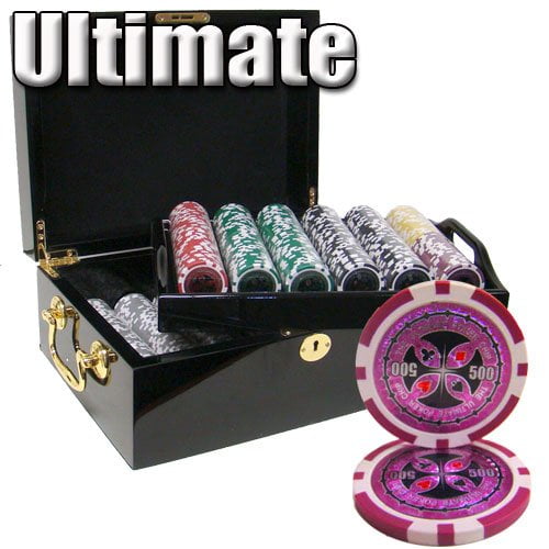 Doodt Invloedrijk labyrint 500ct. Ultimate 14g Poker Chip Set in Mahogany Wood Case + Dealer Button -  Walmart.com