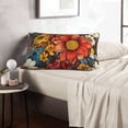 thumbnail image 6 of Lsque Colorful Vintage Floral Pattern Pattern Pillow Case – Soft & Cozy Throw Pillow Cover, Hypoallergenic Cushion Case for Sleeping Women with Envelope Closure-16"x24", 6 of 6