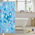 thumbnail image 3 of Blue Bowknot Kids Shower Curtains,Daisy Flowers Geometric Dot Patchwork Bathroom Curtains for Girls Women,Star Bow Tie Princess Cute Dreamy Waterproof Curtains,12 Hooks Suits,72" W x 84" L, 3 of 6