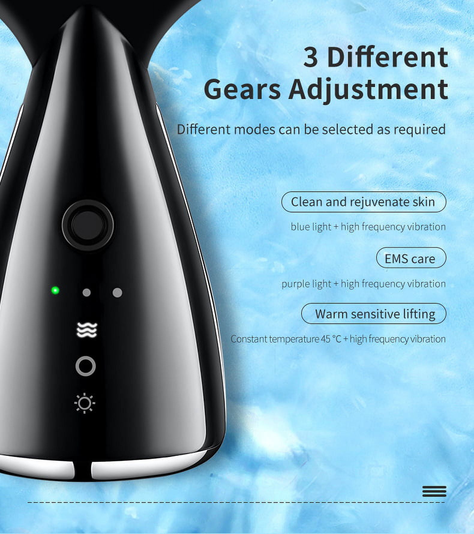Face and Neck Massger for Skin Care Electric Face Neck Lifting Massager with 45℃ Heat & 3 Massage Modes for Wrinkles Facial Neck Massager（Black）