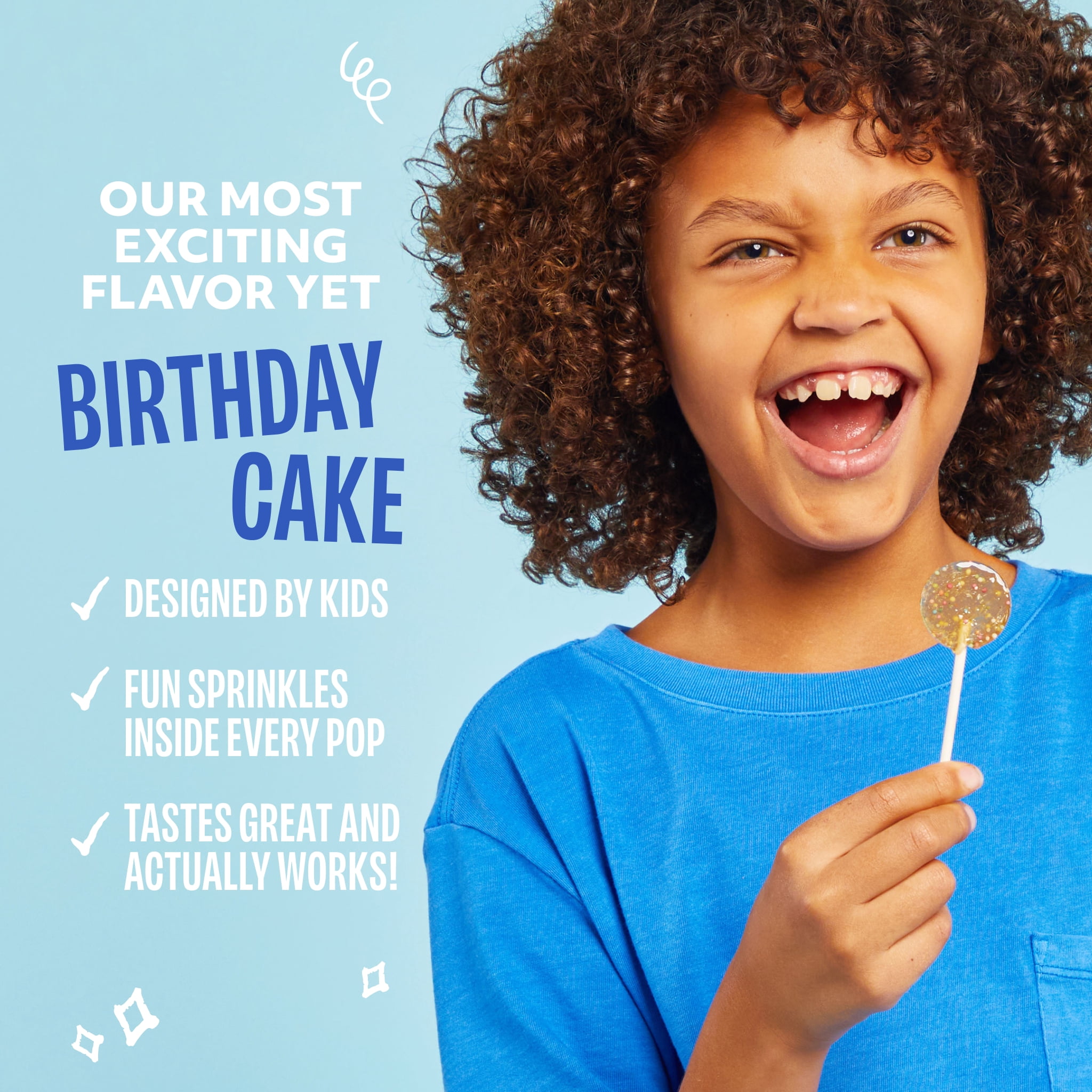 Lolleez by EEZ Co.  Throat Soothing Lollipops for Kids, Birthday Cake, 10 Count