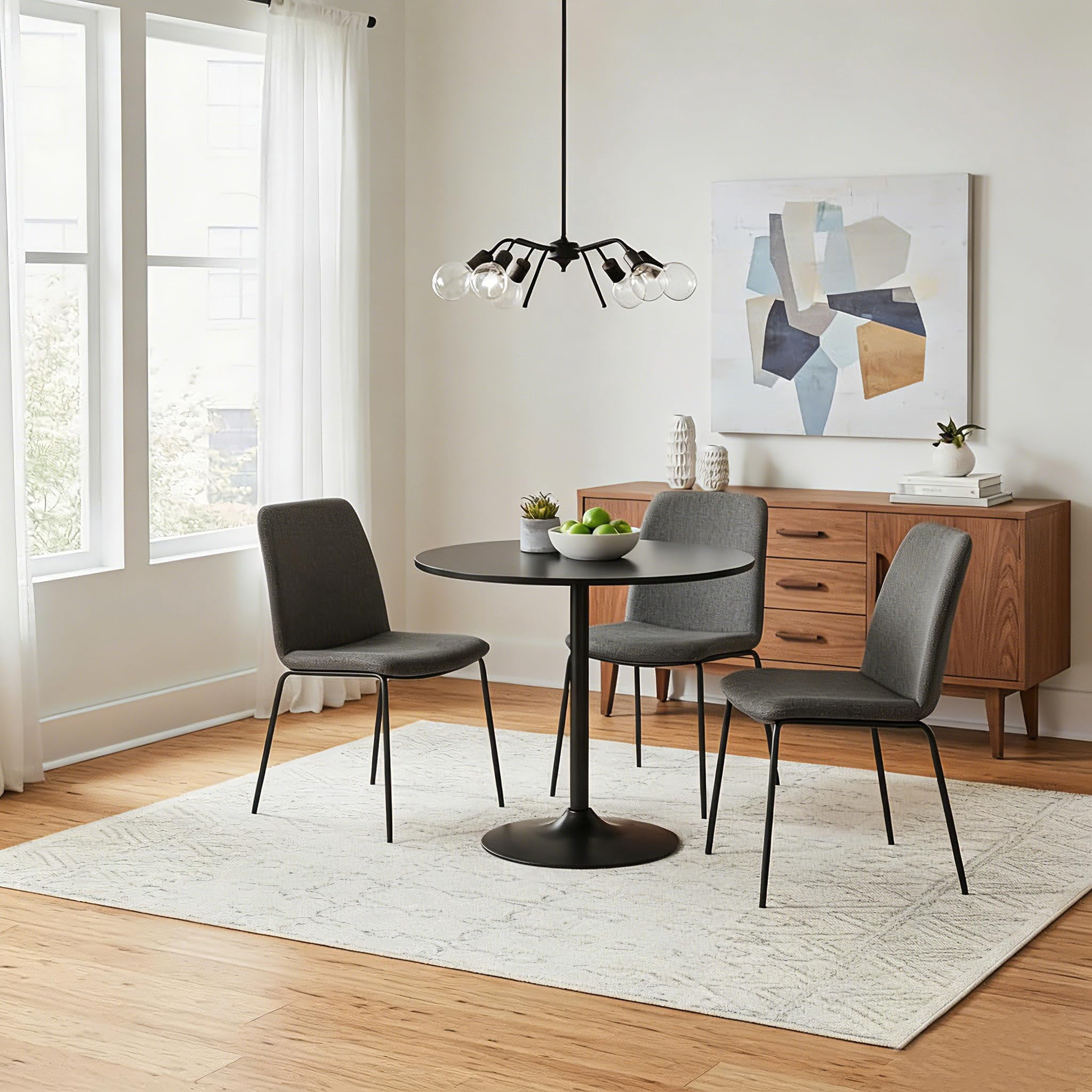 31.5" Dining Table for 2-4 with Enlarged Pedestal Base, Round Bar Table Top, Kitchen Table for Kitchen Living Room Cafe Small Spaces, Black
