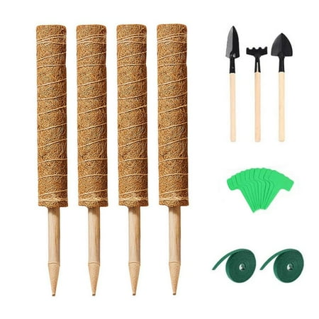 

Ksruee Coir Moss Pole Set 4Pcs Plant Supports Set with Strips Plant Labels Planting Implements Moss Plant Stakes for Indoor Plants Monstera Gardening Tools