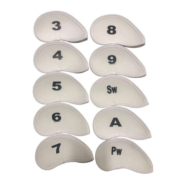 Juego de 10 Fundas protectoras Baoblaze para cabeza de hierros de golf Blanco