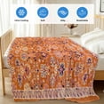thumbnail image 4 of Boho Orange Cooling Blanket,Lightweight Breathable Summer Throw Blanket with Double Sided Cold Effect,Country Style Bohemian Floral Retro Tribal Picnic Blankets Bed Sheet for Hot Sleepers 30"x40", 4 of 8