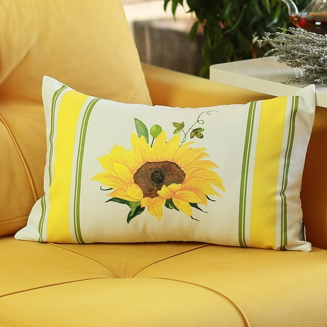Housse de Coussin Lombaire Imprimée Tournesols 12 Pieds'x20 Pieds'