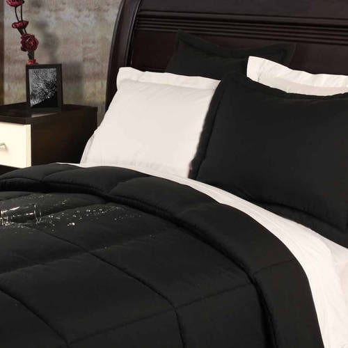 Twin X-Large Lotus Home Water and Stain Resistant Comforter Mini Set Black