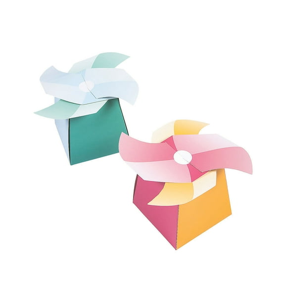 Happy Day Pinwheel Favor Boxes - Party Supplies - 12 Pieces