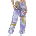 thumbnail image 4 of CENGNIAN Ladies' Printed And Plush Comfortable Casual Loose High Waisted Drawstring Pants With Waist And Ankle Binding Sweatpants,Multicolor,Size M, 4 of 6