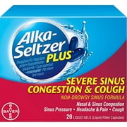3 Pack Alka-Seltzer Plus Severe Sinus Congestion and Cough Liquid Gels 20 Each