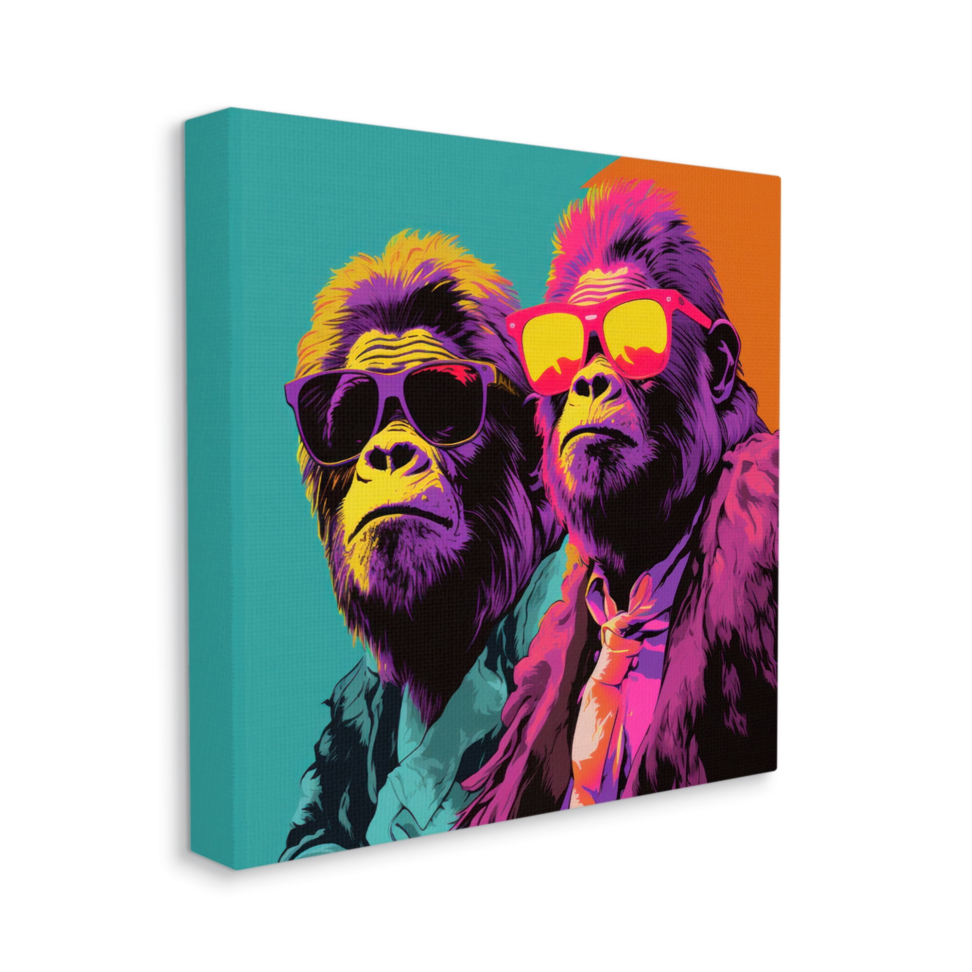 Stupell Industries Pop Style Gorilla Duo Animals & Insects Painting Gallery Wrapped Canvas Art Print Wall Art, 30 x 30
