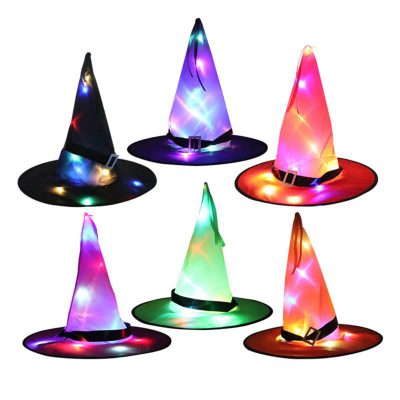 Halloween Decorations Lighted Hats, Hanging Glowing Witch Hats for
