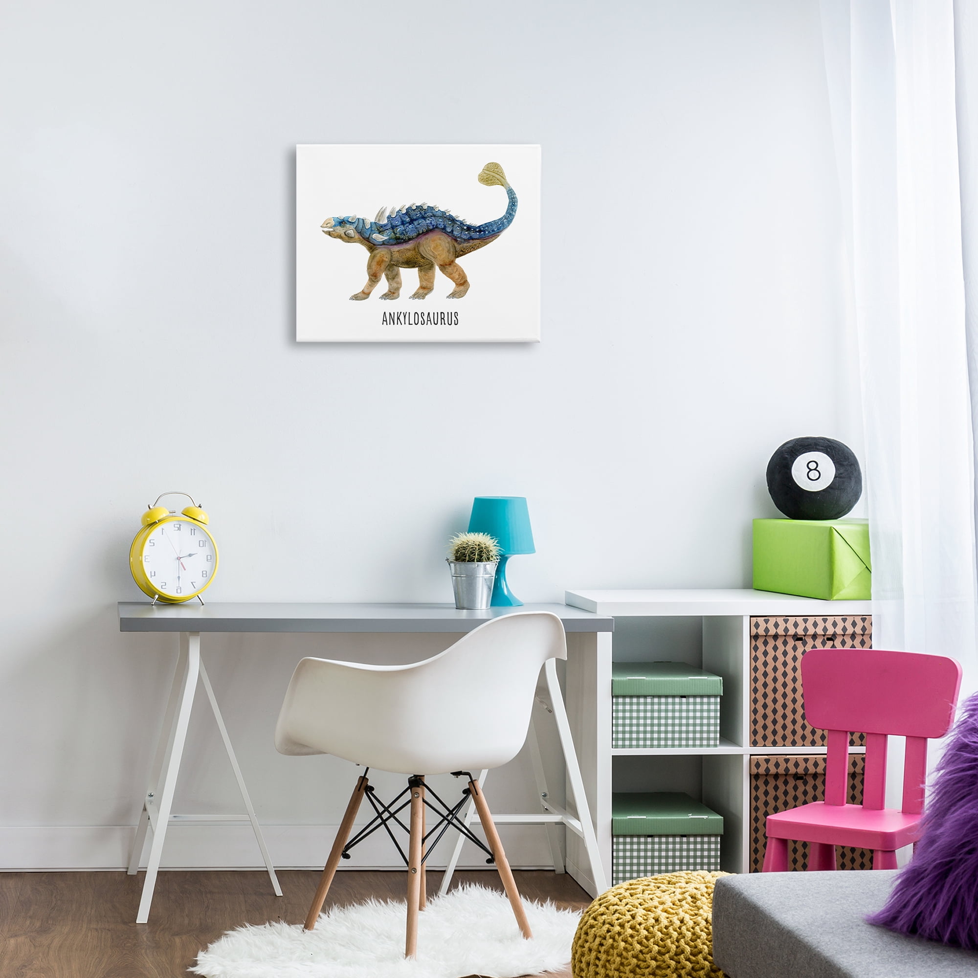 Stupell Industries Ankylosaurus Dinosaur Learning Animals Painting Wrapped Canvas Art Print Wall Art, 20 x 16