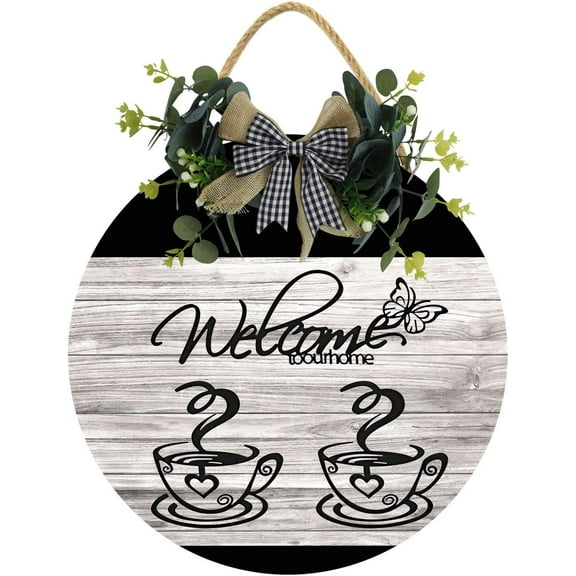 Eveokoki 12" Welcome To Our Home Coffee Sign,Coffee Bar Sign Farmhouse Coffee Wooden Sign,Rustic Wood Coffee Table Sign Vintage Coffee Wood Plaque Decor