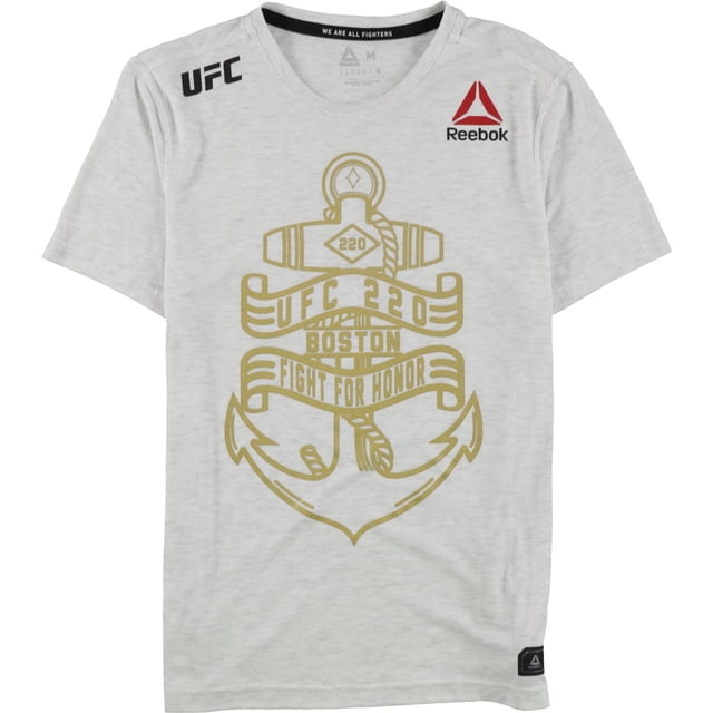 Reebok T-Shirt Graphique Boston Fight For Honor pour Hommes UFC 220, Gris, Petit
