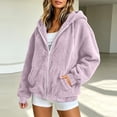 thumbnail image 5 of PRINxy Women's Cozy Sherpa Long Sleeve Hooded Full Zip Jacket with Drawstring and Side Pockets for Fall Winter Casual Purple XL, 5 of 7