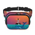 thumbnail image 1 of Fotbe Lighthouse and Whale Cangurera Cuadrada con Estampado de Doble Capa, Bolsa de Cintura Ajustable Mini para Hombres y Mujeres, 1 of 9