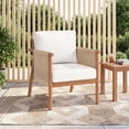 thumbnail image 2 of Costway Patio Acacia Wood Chair with Woven Rope Armrests & Seat Back Cushions for Backyard Natural + White, 2 of 9