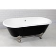 thumbnail image 2 of Aqua Eden VBTND663013NB8 66-Inch Cast Iron Oval Double Ended Clawfoot Tub (No Faucet Drillings) in Black/White/Brushed Nickel, 2 of 12