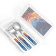 thumbnail image 4 of Picia Galactic Dog Swirls Art Print Children's Knife, Fork And Spoon Set - Kids’ Knife Fork Spoon - Stainless Steel Kids Silverware Set - Metal Kids Cutlery Set, 4 of 8