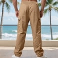 thumbnail image 5 of Yaoyar Utility Casual Pants for Men, Solid Color Elastic Waist Trousers with Drawstring and Multiple Pockets, Durable Daily Bottoms, 5 of 8