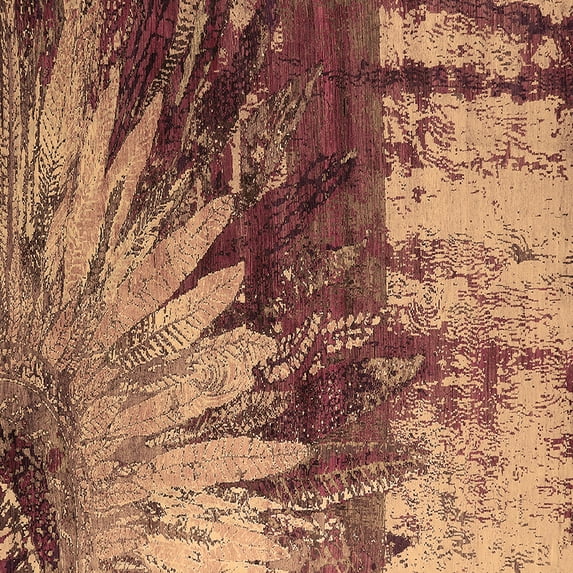 Ahgly Company Machine Washable Indoor Square Oriental Brown Industrial Area Rugs, 8' Square