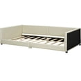 thumbnail image 6 of Modern Convertible Daybed with Upholstered Platform, PU Leather Queen & Twin XL Sofa Bed with Detachable Safety Rails, 6 of 10