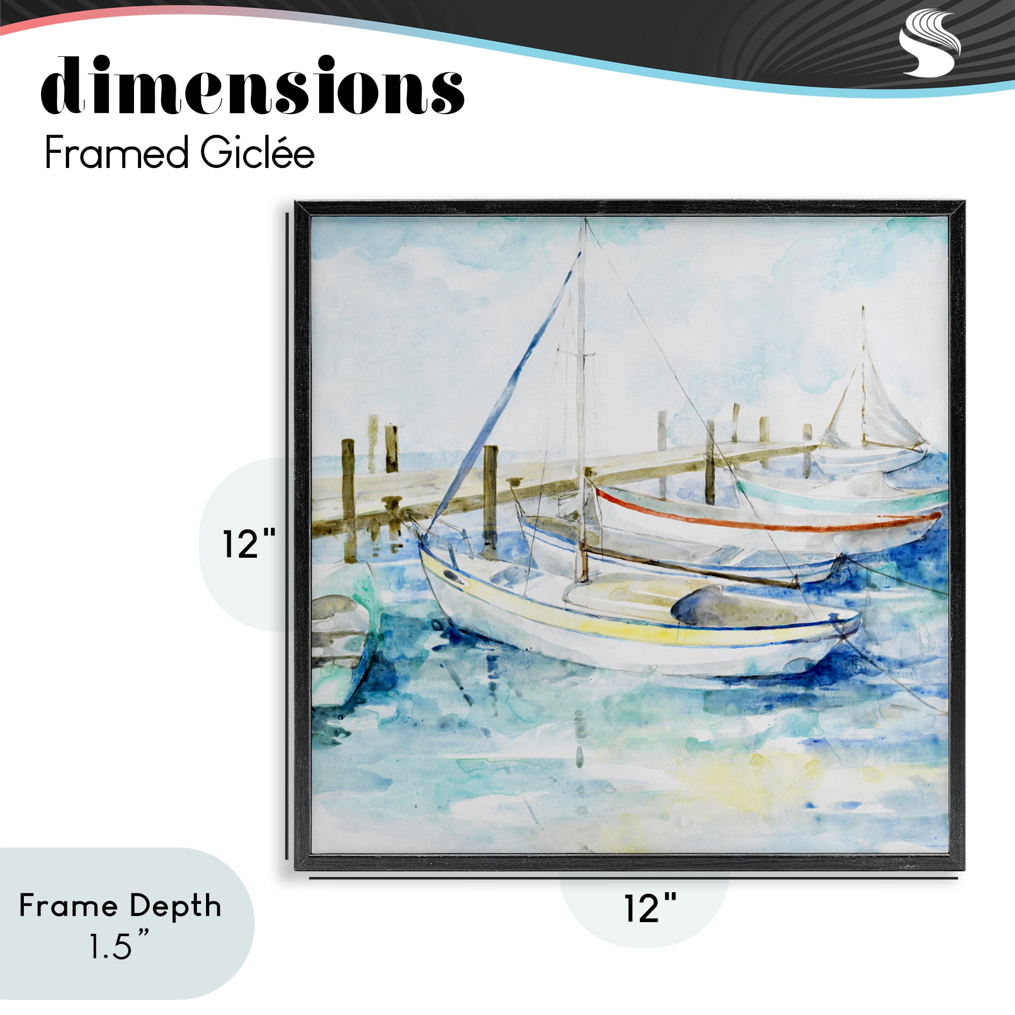 Stupell Industries Docked Sails on Stormy Seas Black Framed Giclee Art, design by Lorenzo Collective
