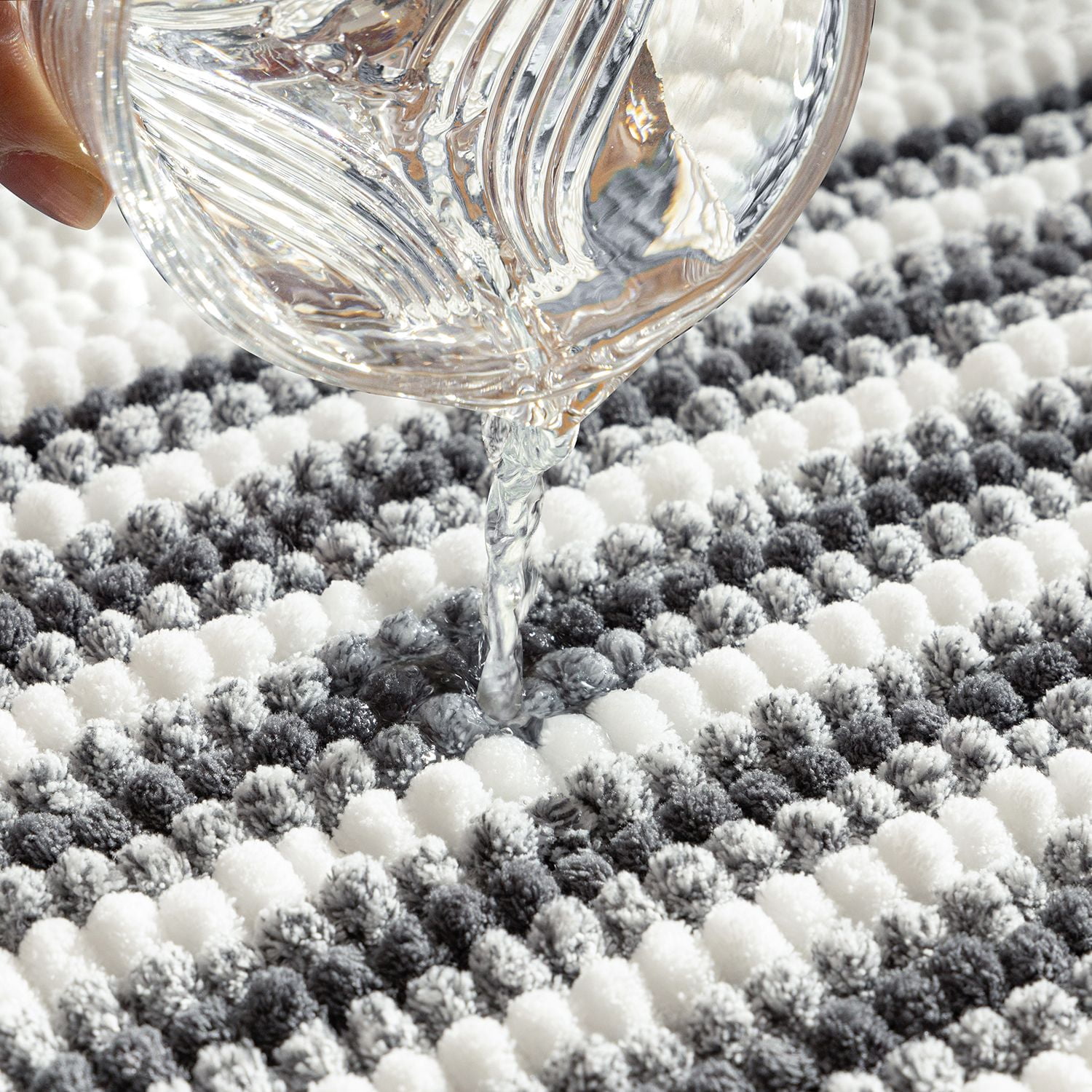 Phantoscope Soft Chenille Bathroom Rugs, 17 x 20 in and 20 x 30 in, Quick Dry, Non-Slip Backing, Dark Gray