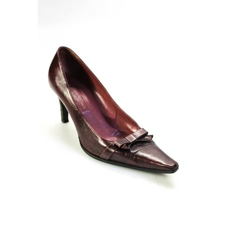 

Pre-owned|Sergio Rossi Womens Squared Point Toe Slip On Pumps Burgundy Size 40.5 10.5