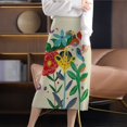 thumbnail image 2 of Gibobby faldas para mujer elegante Invierno Mujer Cintura Elástica Split Muslo Costilla Punto Largo Maxi Bodycon Lápiz Falda Flores Cálidas Estampado Geométrico Midi Pull On A(Multicolor, XXL), 2 of 5