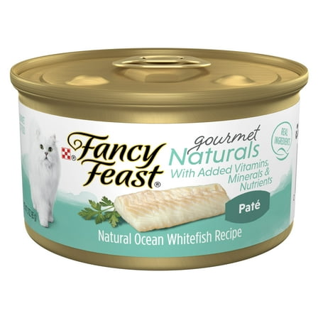 Purina Fancy Feast Gourmet Naturals Pate Kitten Food, Wet Cat Food, Whitefish, 3 oz Cans (12 Pack)